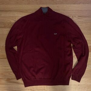 Vineyard Vines Men's Maroon Zip-Up Sweater